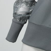 Žene CUTOUT čipke za šivanje Crewneck košulje s dugim rukavima Ležerne prilike za teške kamisole