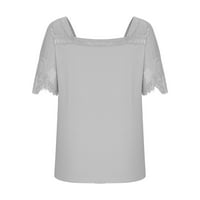 Udobni vrhovi za žene čipke kratkih rukava V izrez ljetni casual top tee majica casual svakodnevna bluza
