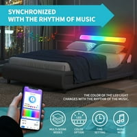 Pokriveni okvir za krevet s RGB LED-om, platforma sa muzičkom sinkronizacijom kompatibilna s Alexa ili