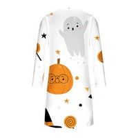 Ženski okrugli vrat tiskani Halloween Duljina koljena Dress Looselong rukava Mini haljina Hot6SL4486160