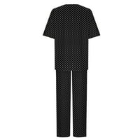 Fartey Wemens Pamuk posteljina posteljina pol pola rukava opuštena majica džepova za crtanje elastičnih struka hlače u boji blok tiskastih plaža odijelo
