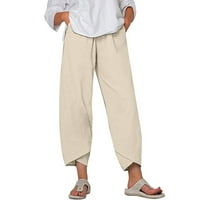 Tking modne ženske hlače Ljetne casual labave pamučne i posteljine vezene hlače široke noge za žene
