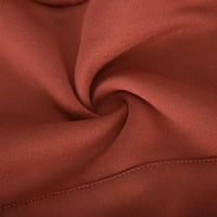 Safuny ženska trenzor fit džemper džep trendi majica za odmor jesen dugih rukava dukseri s kapuljačom elastične struk pantalone Sportski casual opušteni čvrsti pulover crveni xl