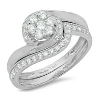 0. CT sjajan okrugli rezan originalni kultivirani dijamant VS1-VS J-K 18K Bijelo zlato Angažman vjenčanja mladenka Dizajnerska prstena BW Set veličine 6