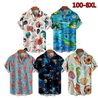 Ljetne havajske košulje za muškarce i dječake Morski vijek tiskani gumb s kratkim rukavima niz havajske majice za odmor za odrasle djece