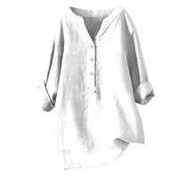 Cacomomrkar PI Ženske košulje dugih rukava bluza za čišćenje V izrez čvrste boje