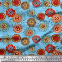 Soimoi plava mahovina Georgette tkanina umjetnička cvijeta mandala tiskana zanata tkanina od dvorišta široka