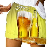Lagane kratke hlače za žene, Ženski ljetni tiskani multi džepni čipkani kratke hlače žute, m