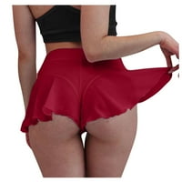 Uorcsa kratke hlače Mekane rastezljivo prozračno kratko iz perspektive temperamentne mreže visoke struke Ženske hlače crvene boje