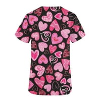 Žene Valentine Majica Love Heart Graphic Radna uniforma Trendi Day Day poklon kratkih rukava
