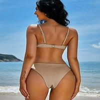 Ženski visoki rez bikini setovi rebrasti V-Wire Cami Bikini dva kupaći kostim