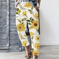 Kakina S Clearence Ženske hlače za ljetni modni ženski povremeni elastični struk Ispiši hlače labave