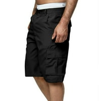 Muški teretni kratke hlače Pamučne ravne vježbe hlače Golf kratke ležerne radne hlače sa džepovima crna
