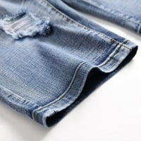 Muški teretni kratke hlače sa zatvaračem Elastični tanki traper kratke hlače Ležerne omotače raširene kratke hlače na klirensu