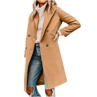 Scyoekwg Ženska jakna s dugim rukavima LAO LOUS COMFY casual Solid Color Woman Winter Shopdown Držite topli jedno grudni vjetrovski kaput Anoraks Khaki XXL