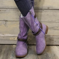 Povratak u školsku pribor Izgled Juebong Ženske modne cipele Retro zapadne čizme Ležerne prilike za toplu niske potpetica