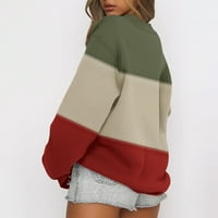Hueook Duksevi za žene plus veličine modni ispis Šareni okrugli vrat pulover dugih rukava ležerni džemper