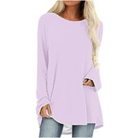 Ersazi ženske vrhove Trendy ženska modna pulover pulover dugih rukava Ležerna majica u carinca ružičastim