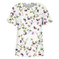 Smihono skraćene tuničke majice za žene Djevojke vole cvjetni print ljetni trendi kratki rukav Slim