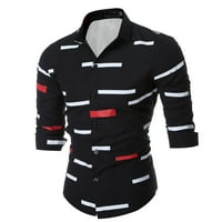 Muška majica slim fit s dugim rukavima Kardiganska košulja geometrijskog ispisa crna l
