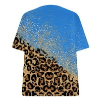 Žene ljetne casual vrhove V izrez kratke majice kratkih rukava za žene Leopards patchwork kravata boja comfy top tees bluza