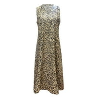 Ljetne opružne haljine za žene - V izrez hladnog ramena Boho rukavac bez rukava Leopard Print Tunika
