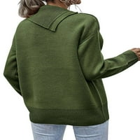 Ženski džemper dugme rever v izrez dugih rukava