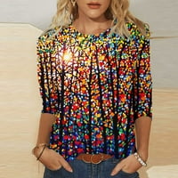 Majice za rukav za žene Dressy ljeto Tromjesečni vrhovi rukava Bluze Regularne fit t majice Pulover