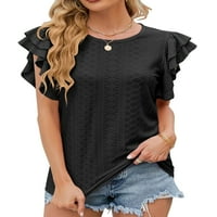 Majica Colisha za žene kratki rukav ljetni vrhovi plutane majice Ležerne prilike rubfffle pulover crni