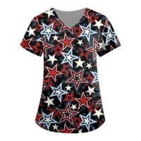 Sksloeg ženskog pilinga modna američka zastava Ispis Patriots Top kratkih rukava V-izrez majice Tee