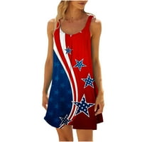 Dianli ljetna haljina za žene američke zastave zvijezde prugasto tiskanje ljeto plaža rezervoar opuštena