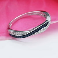 DazzlingRock kolekcija okrugla plava safir i bijeli dijamantni godišnjica svadbeni vend vjenčani prsten za vrtlog za žene u 10k bijelo zlato, veličine 4