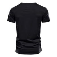 Crne majice za muškarce Muške modne casual Solid Cotton V izrez džepni gumb Kratki rukav majica