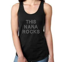 Ženska majica Rhinestone Bling Black Tee Ova Nana Rocks V-izrez X-Veliki