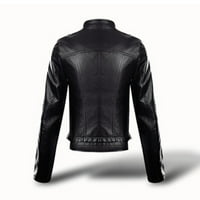 Kali_store jakne za žene modne dressy ženske kožne kratke jakne zip up PU motocikl moto biciklistic Slim Fit kaput odljev crna, xl