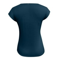 Ženski vrhovi kratki rukav čvrsta blusa Ležerne dame Ljetna tunika vrhova V-izrez modna mornarica m