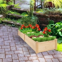 8x2ft povišeni vrtni krevet, drveni bojnik sa srednjim razdjelnikom i čvrstim metalnim okvirom, vrtne kutije za povrće, prirodno