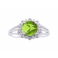 Princeza Diana nadahnula je Halo Diamond & Peridot prsten set u 14K bijelom zlatu LR6165PEW-D