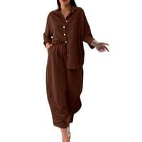 Miayilima pantalone odijelo za žene retro plus veličine pamuk i košulje odijelo visoki struk odijelo