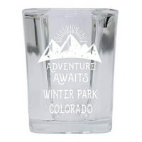 Zimski park Colorado Suvenir Laserski gravirani kvadratni bazni alkoholni piler Shot Glass Adventure