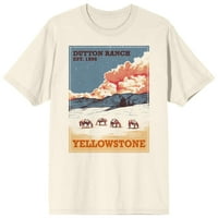 Yellowstone Vintage Style Destination Poster Mens Natural Graphic Tee - XL