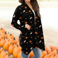 Yubatuo Womens Halloween Cardigan s dugim rukavima otvorena prednja mekana jakna od drapera plus veličine