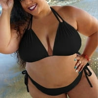 Kupaći kostimi za žene, ženska push up podstavljeni plus veličine Bikini set kupaći kostim kupaći kostim crni 3xl