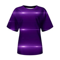 Lydiaunistar Ženske kratke vrhove Ženska modna casual labava bluza Ispis majica okrugla vrata majica Bluza Print TEE Purple XXXL