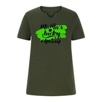 CETHRIO ST PATTYS Dnevne majice za žene - moda smiješna printe casualfit tee print bluza Green