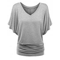 Ženski vrhovi Žene Modni ljetni rukavi Ležerne prilike, puna majica, bluza Grey XL