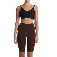 Ženske bicikliste kratke hlače s džepovima High Struk Tummy Control Workout Yoga kratke hlače Ispružene