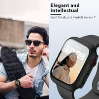 Kompatibilan je za Apple Watch Case [Zaštitnik na ekranu od kaljenog stakla] Serija 7, čvrsti poklopac