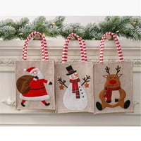 Božićni crtani ispit zasteljine za vez za vez burlap poklon bag božićni ukrasi torba božić tri ispis torbe za božićno pakovanje