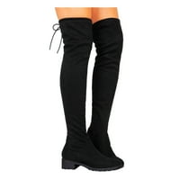 HGW žene čizme zime preko koljena čizme duge čizme Udobne cipele na petama za žene crna 39